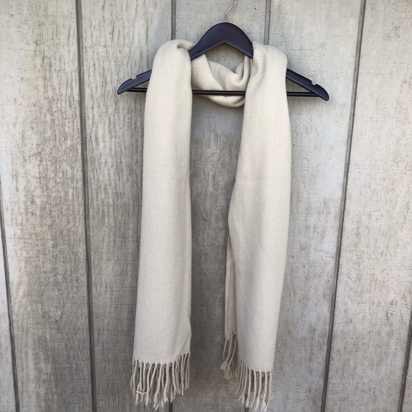 Accessories - Cream wrap scarf with fringe